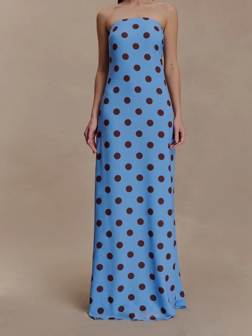 NWT Meshki Blue Strapless Polka Dot Maxi Dress